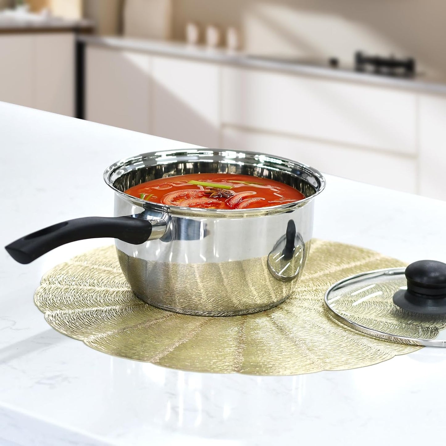 Stainless Steel Pot Set with Lid 6pcs,Sauce Pans 1QT & 2QT & 3QT Set,Triply Bottom Stainless Steel Pot Set