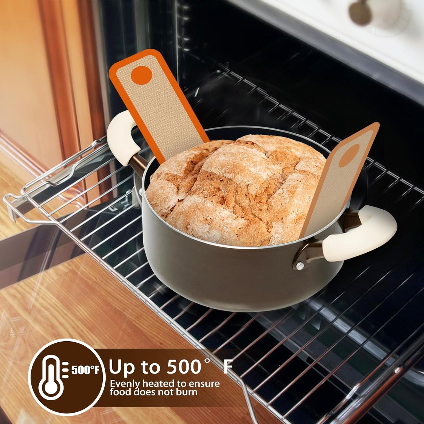 Silicone Bread Sling for Dutch Oven, Non-Stick & Easy to Clean Baking Mat Set, 2 Pcs Reusable Bread Sling for Sourdough Tools ＆ Accessories