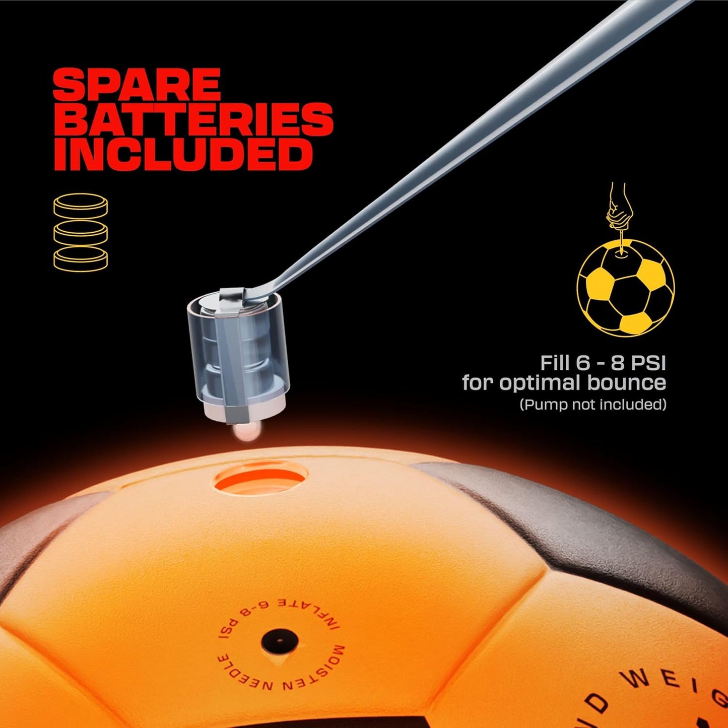Light Up Soccer Ball - Glow in The Dark - NO 5 - Sports Gear Gifts for Boys & Girls 8-15+ Year Old - Kids, Teens Gift Birthday Ideas - Cool Boy Toys Ages 8 to 15 Glowing Night Activity