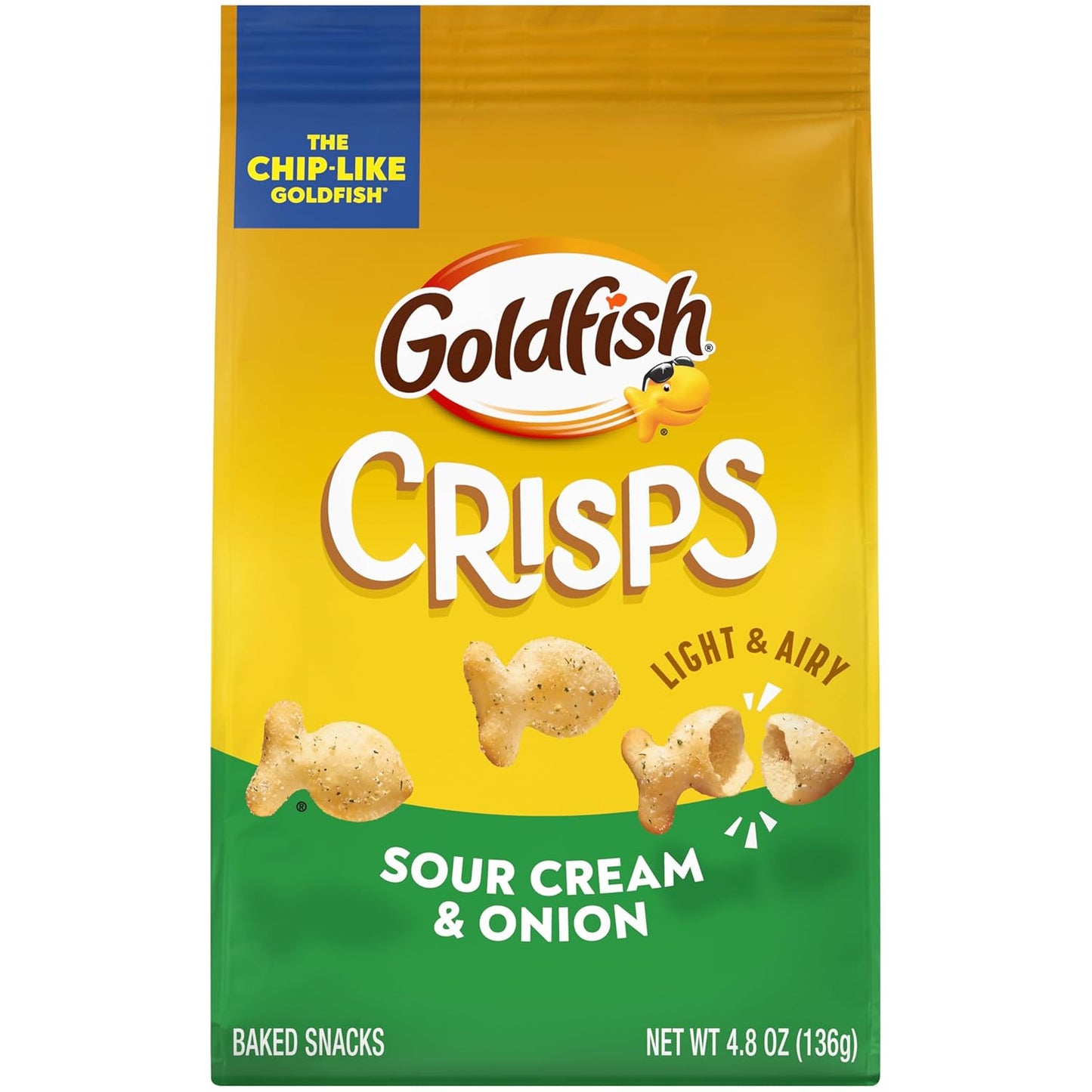 Goldfish Crisps Spicy Dill Pickle Baked Chip Crackers, 4.8 Oz Bag