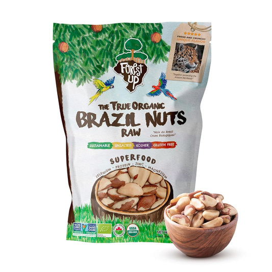 Snack The True Organic Brazil Nuts 15 oz – Raw and Unsalted – Kosher – Healthy-Rich in Vegetable Protein – Harvested in Amazon Rainforest – Fresh, Vegan and Gluten Free – Forest Up
