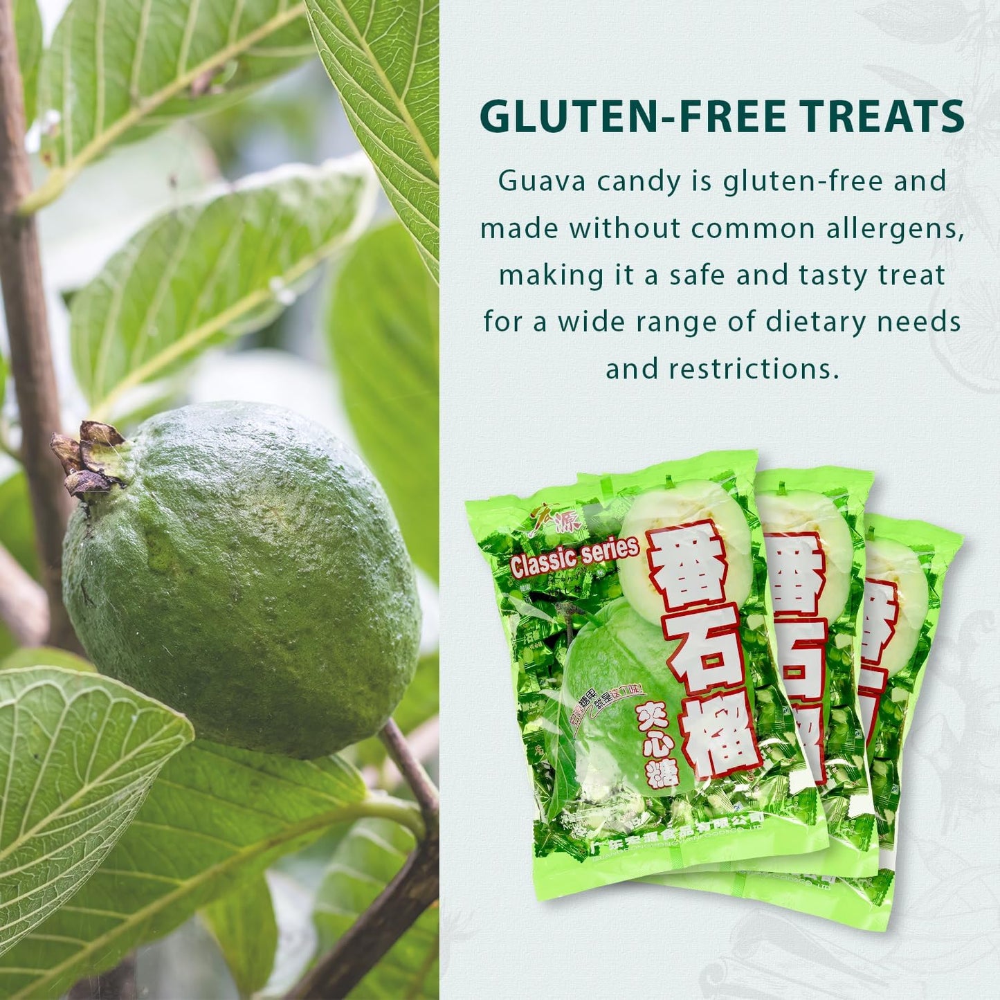 Hongyuan Guava Candy, 12.3 oz (Pack of 1) Asian Fruit Hard Candy, Sweet & Tangy Tropical Flavor, Individually Wrapped for Sharing & Snacking