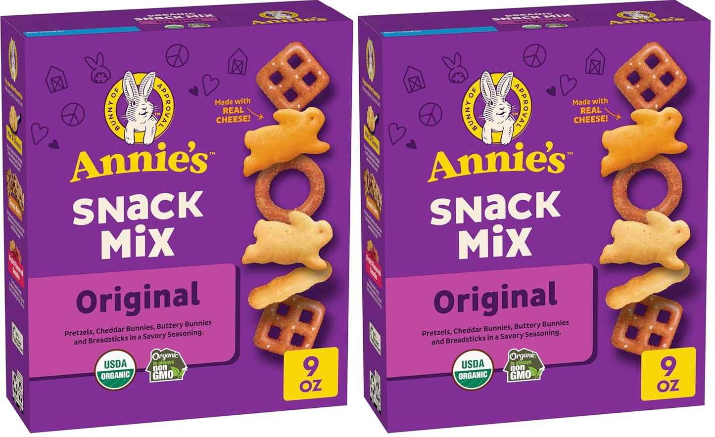 Annie's Cheddar Snack Mix With Assorted Crackers and Pretzels, Made with Real Cheese, 9 oz