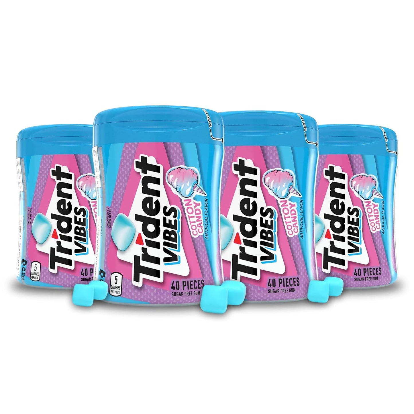 Trident Vibes Sugar-Free Chewing Gum, Cotton Candy Flavor, 40 Pieces