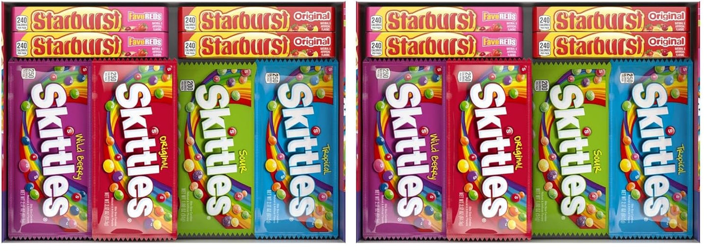 SKITTLES & Starbust Assorted Candy Variety Pack for Holidays, Gifts, Parties, Candy Assortment, 37.05 oz (18 Count) Bulk Box