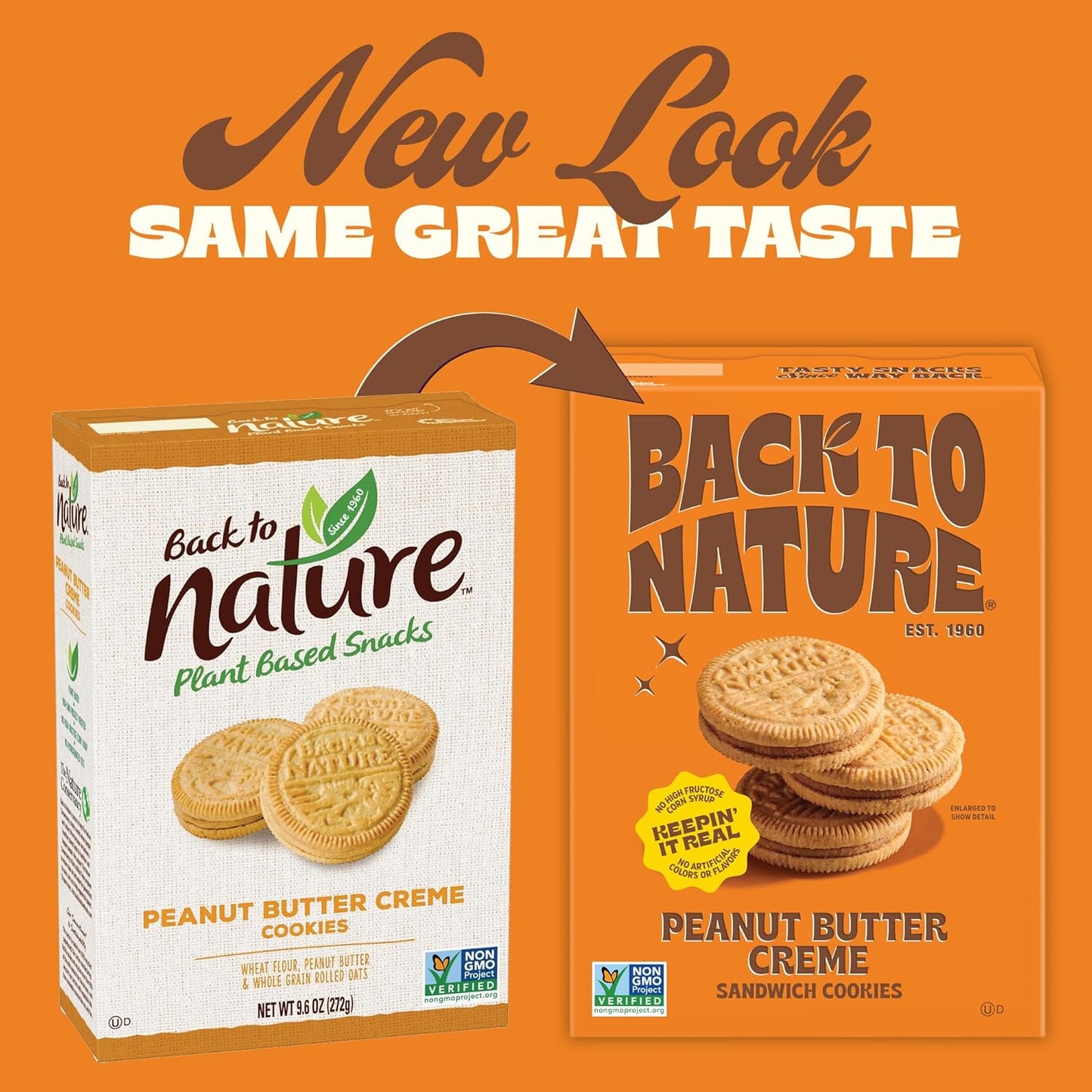 Back to Nature - Peanut Butter Creme Sandwich Cookies - Made with Real Ingredients like Wheat Flower & Whole Grains - Seriously Tasty Snack - Non-GMO - 5.5 Ounce