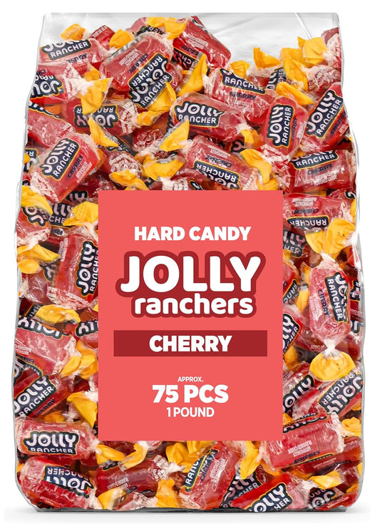 Cherry Jolly Ranchers Hard Candy – Original Flavor – 1 LB Bulk Bag (Approx. 75 Pieces) – Individually Wrapped Tart & Sweet Treats for Baby Showers, Back to School, Birthdays & Gift Bags