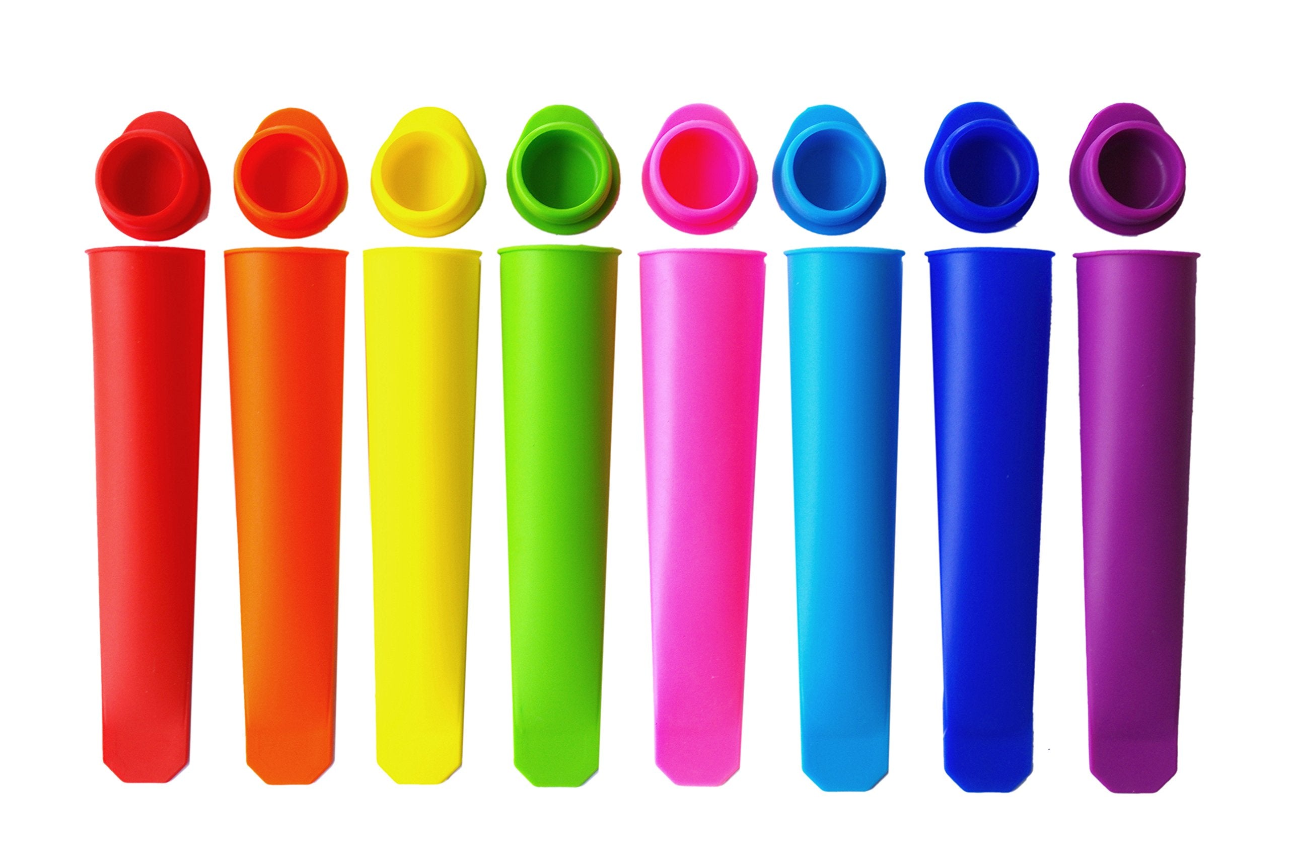 Silicone Ice Pop Molds,Popsicle Maker Molds,8 Vibrant Colors,Set of 8