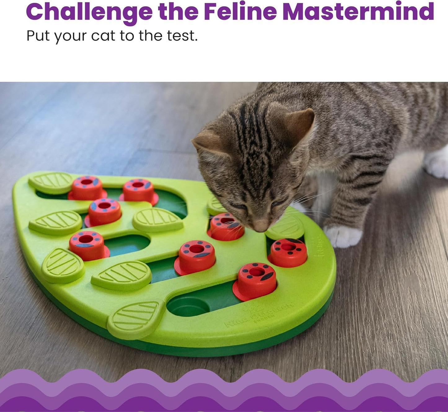 Catstages Nina Ottosson Buggin' Out Puzzle & Play – Interactive Cat Puzzle Feeder for Indoor Cats, 16 Hidden Treat Compartments, Slow Feeder, Durable & Easy-Clean