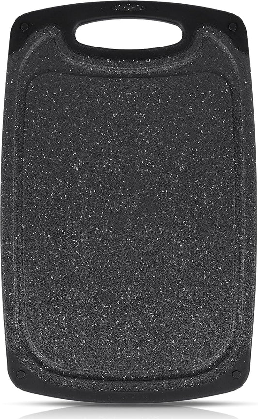 Cutting Boards,12.5"×7.7" Plastic Chopping Board Made From Natural Food Grade Material,BPA Free&Eco,Non Slip&Juice Groove,Dishwasher Safe,Double-Sided Usable,Dark Grey