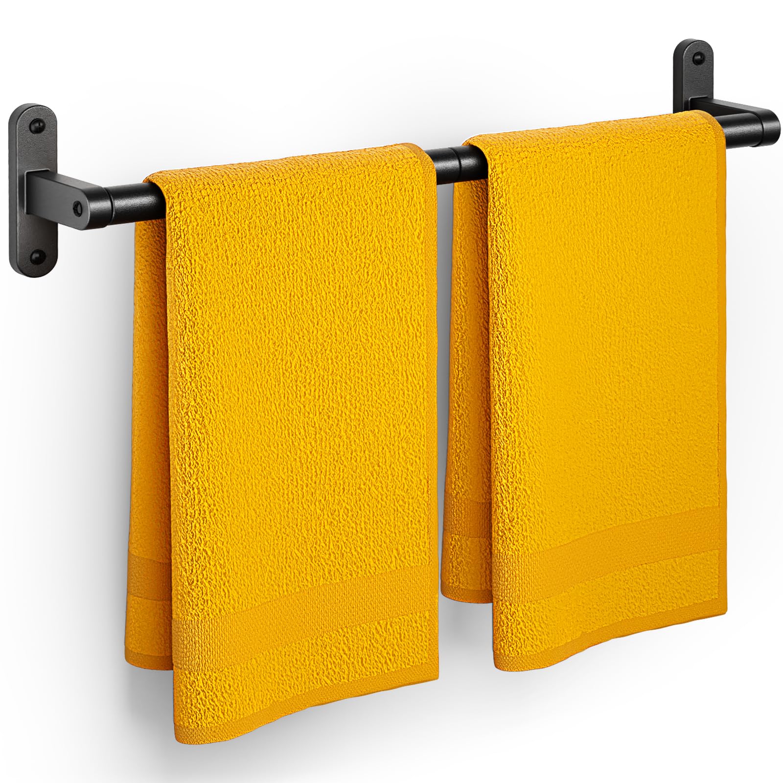 Matte Black Towel Rack for Bathroom - 24" Rustproof Towel Holder, Sturdy Towel Bar Wall Mounted, Space-Saving Towel Hanger, Bathroom Accessories, Home Decor, Apparment Essentials