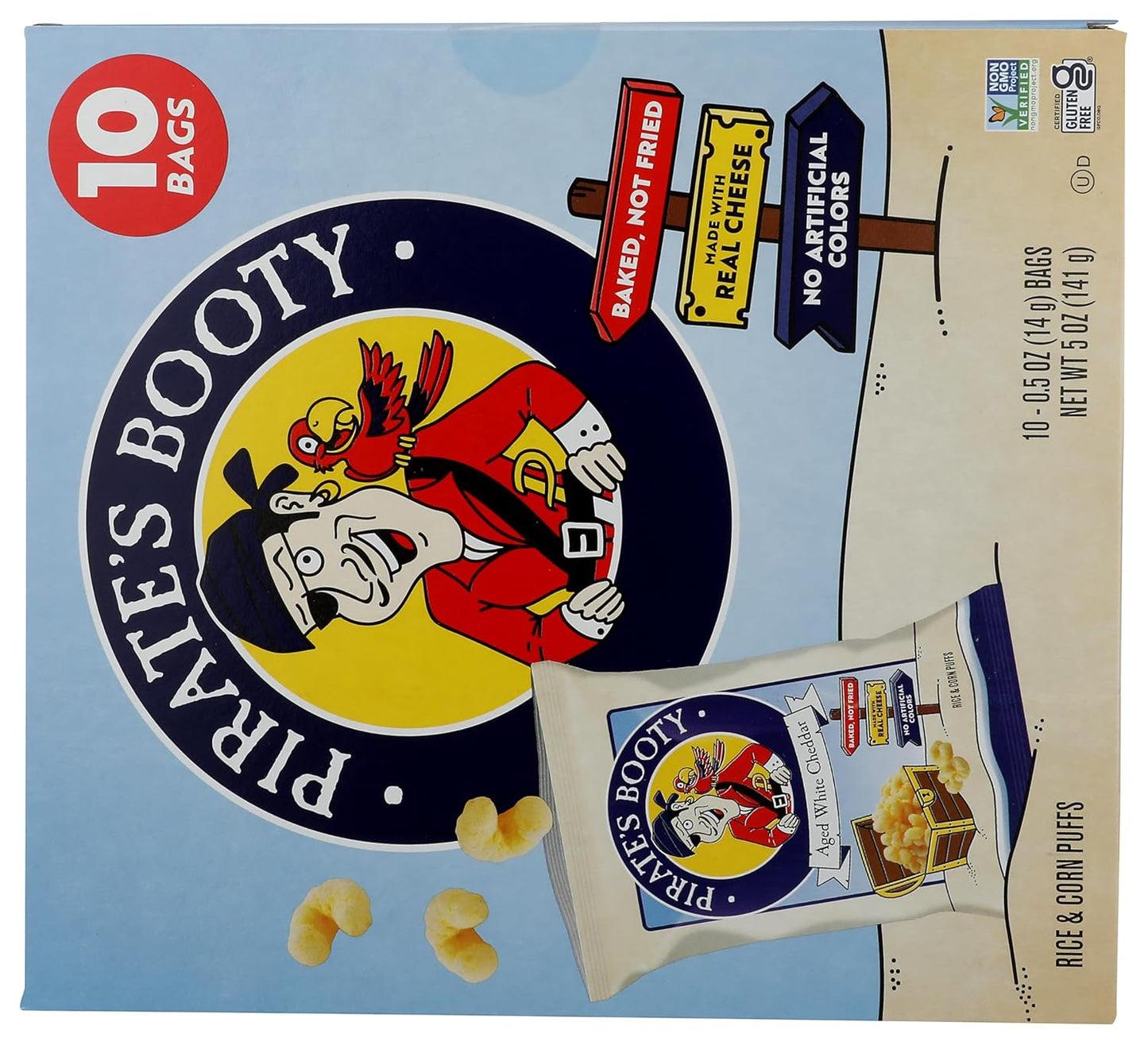 PIRATE BRANDS Aged White Cheddar Rice & Corn Puffs 10pk, 5 OZ