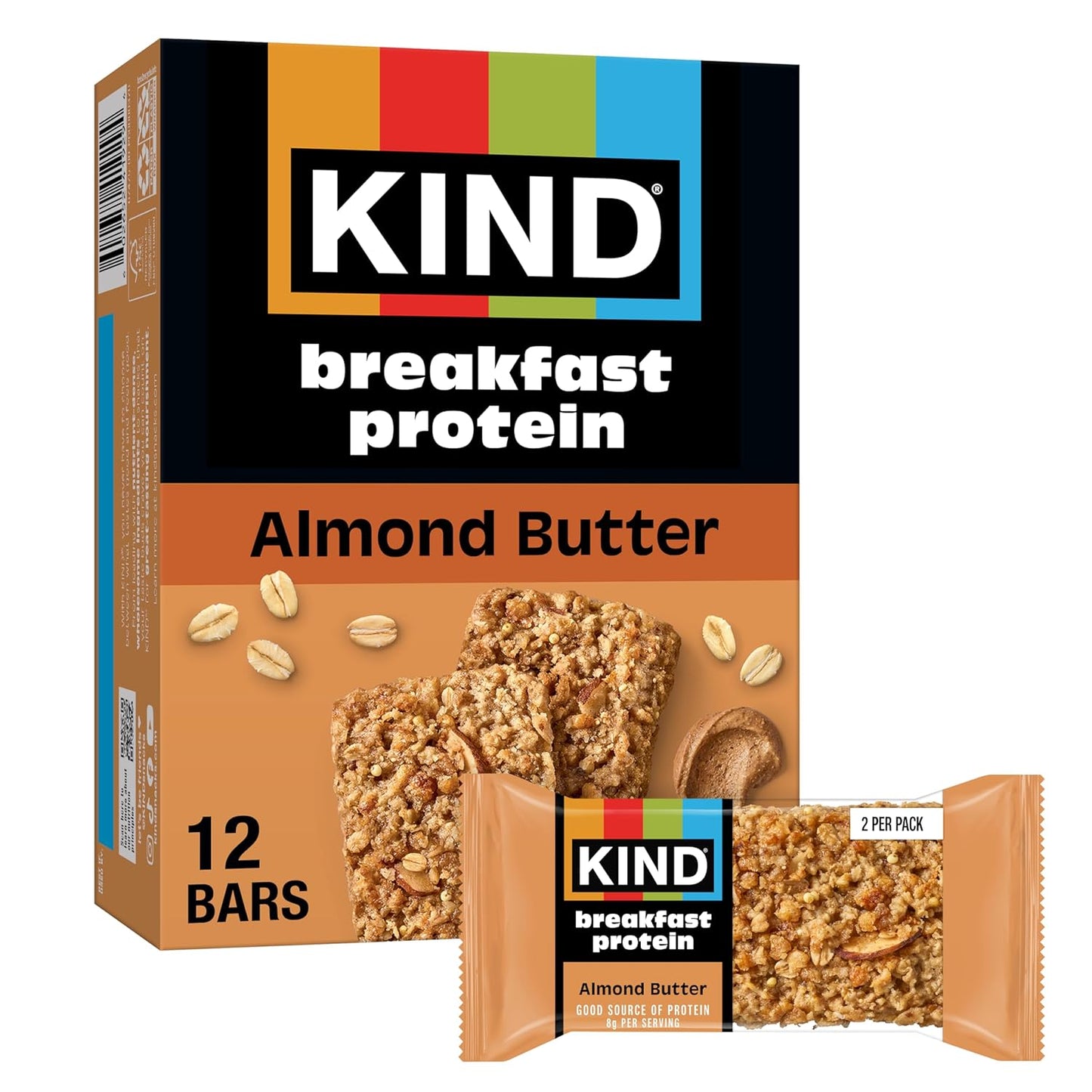 KIND Breakfast Protein Bars, Peanut Butter Banana Dark Chocolate, Gluten Free, Low Sodium, Healthy Snacks, 8g Protein, 6 Count (6 Packs of 2 Bars)