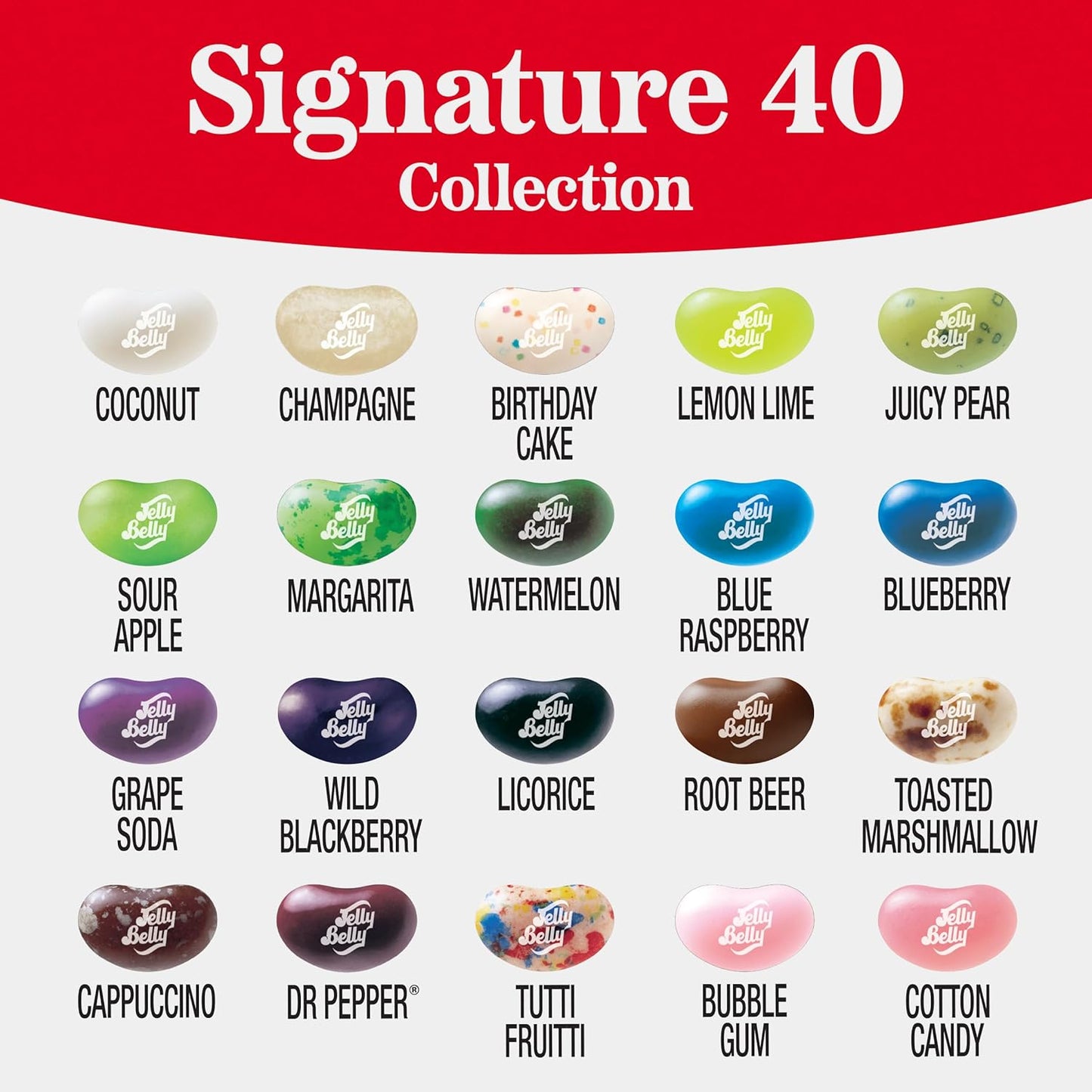 Jelly Belly Signature 40 Jelly Bean Collection - 1 Pound (16 Ounces) Resealable Bag - Genuine, Official, Straight from the Source
