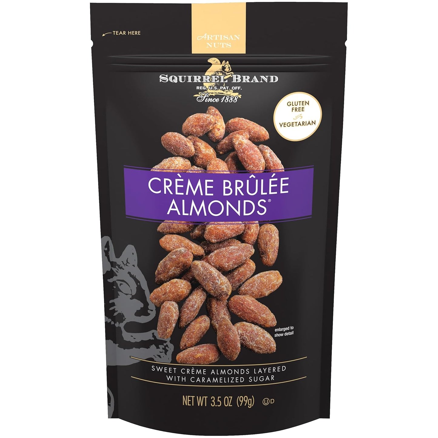 Squirrel Brand Sweet Brown Butter Cashews, 3.5 oz Resealable Bag, Gourmet Flavored Cashews Nuts, Gluten Free, Vegetarian