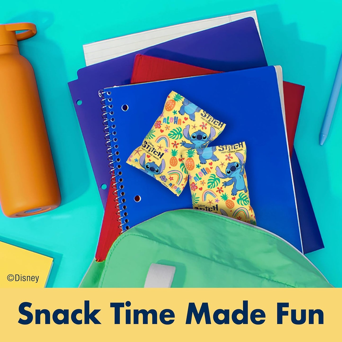 Disney Stitch Fruit Flavored Snacks, Fat Free and Gluten Free Snacks, 8 oz (10 Pouches)