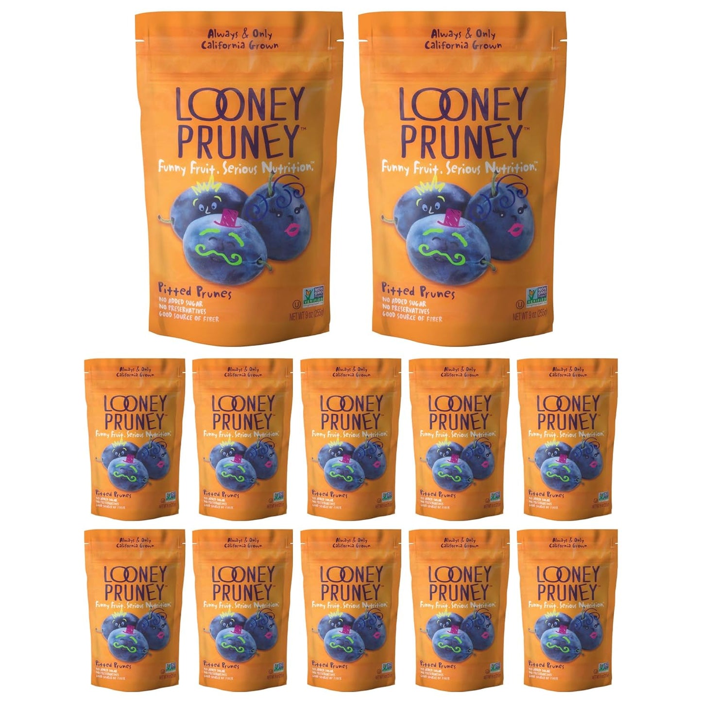 Looney Pruney Pitted Dried Prunes for the Family | Always California-Grown | Kosher | No Added Sugar & No Preservatives (40 oz)