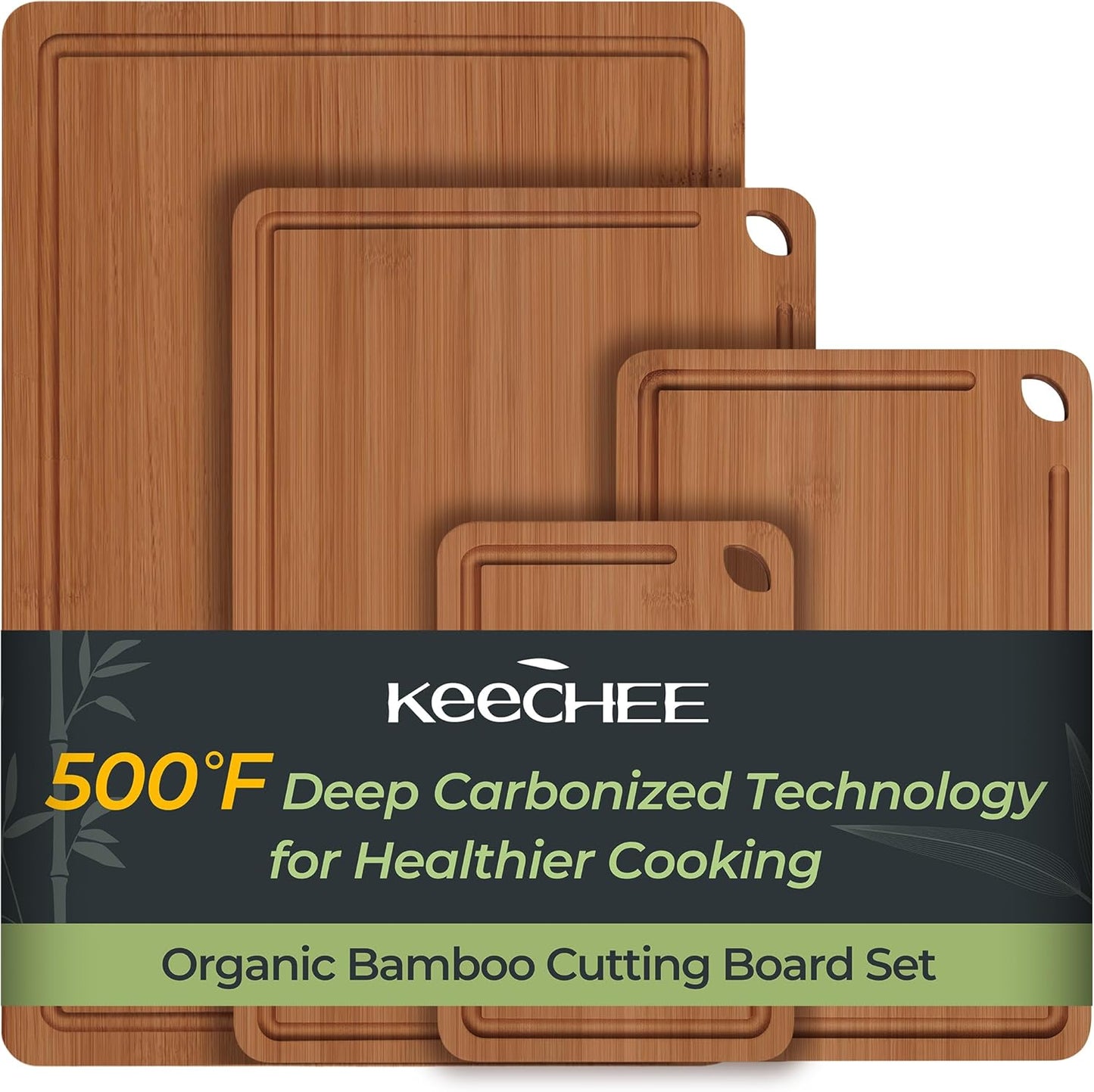 Bamboo Cutting Board, Durable Wood Cutting Boards for Kitchen with Deep Juice Grooves & Built-in Handles, Ideal Charcuterie & Chopping for Meat, Vegetables and Fruits Ideal Kitchen Gifts