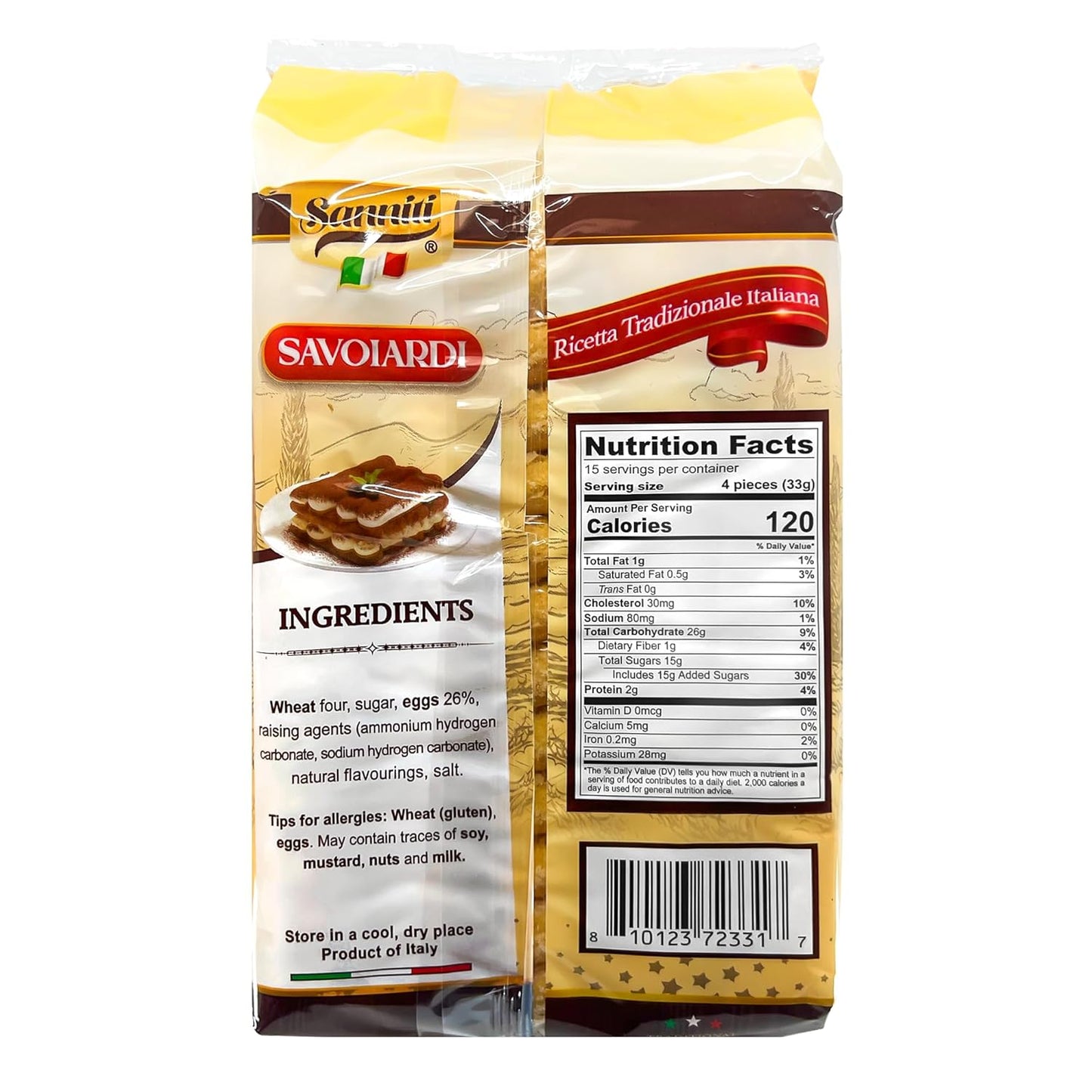 Sanniti Italian Savoiardi Ladyfingers Cookies | Product of Italy | Biscuits Great for Snacking and Tiramisu, 500 Grams (17 oz)
