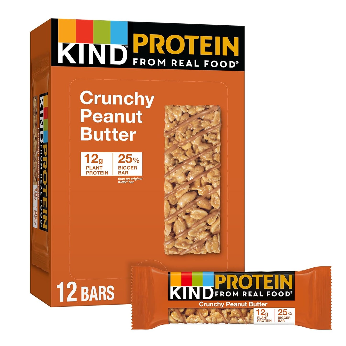 KIND Protein Bars, Crunchy Peanut Butter, Gluten Free, Healthy Snacks, 12g Protein, 12 Count