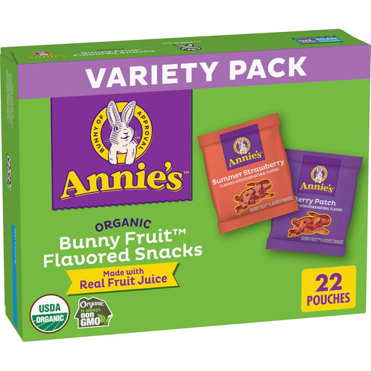 Annie's Organic Bunny Fruit Snacks Variety Pack 15.4 oz 22 ct Gluten Free Snack
