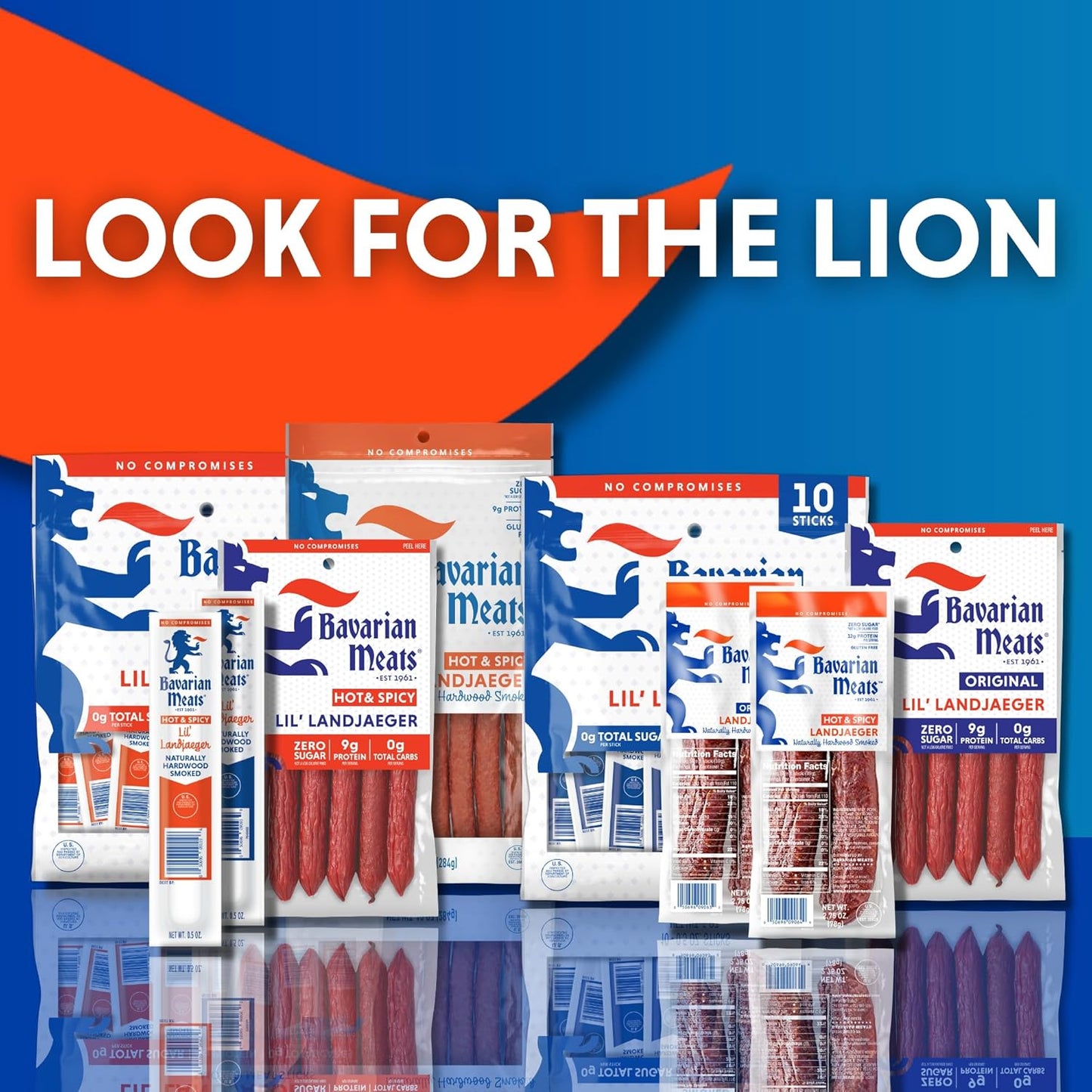 Bavarian Meats Lil' Landjaeger Meat Sticks, Smoked Sausage Protein Snacks, Zero Sugar, Great Source of Protein, Gluten Free, Keto Friendly Low Carb Snack, 10 Ounce