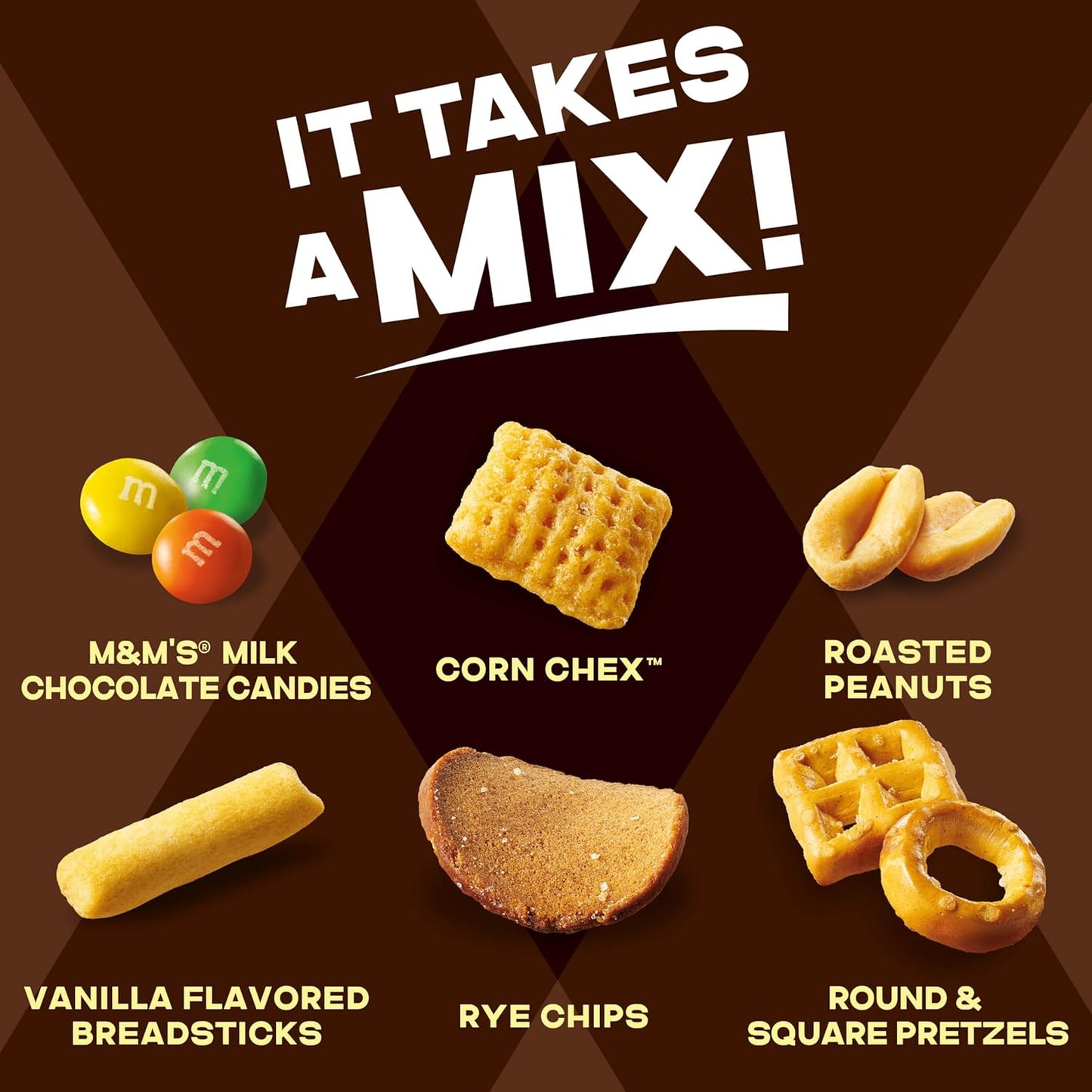 Chex Mix Sweet and Salty Recipe Snack Mix, with M&Ms Milk Chocolate Candies, Family Size, 13.5 oz