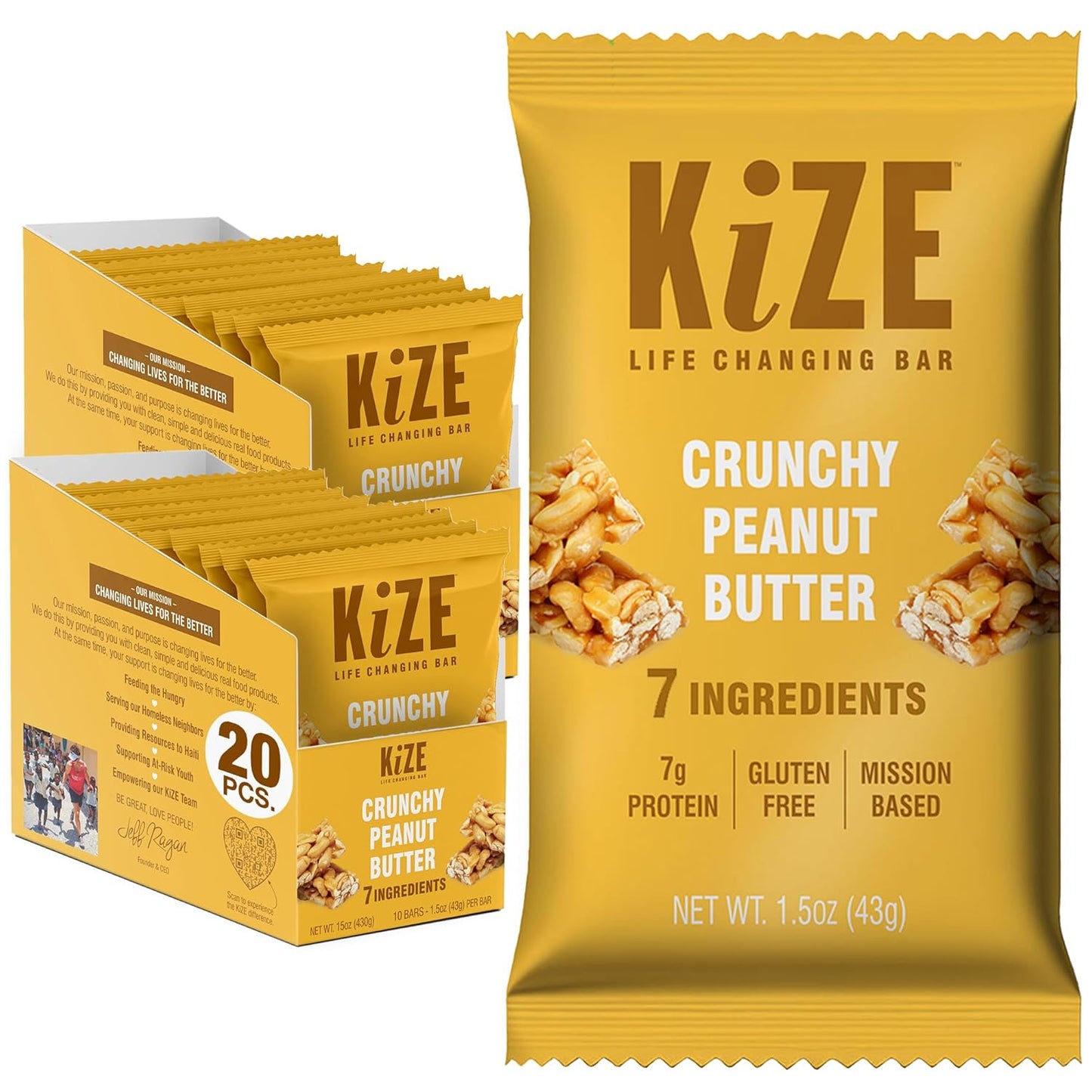 KiZE Energy Bars - Best Sellers Variety Pack - Gluten Free, Dairy Free Options, Non-GMO, and High Protein Meal Replacement Energy Bars, Clean and Simple Food Ingredients - 7-10g High Protein Snacks, (10 Count)