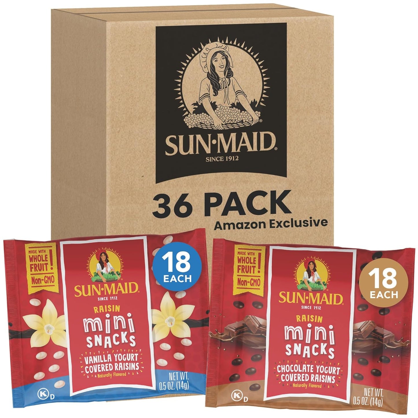 Sun-Maid Vanilla Yogurt Coated Raisins - (6 Pack) 1 oz Snack-Size Box - Yogurt Covered Dried Fruit for Lunches and Back To School Snacks