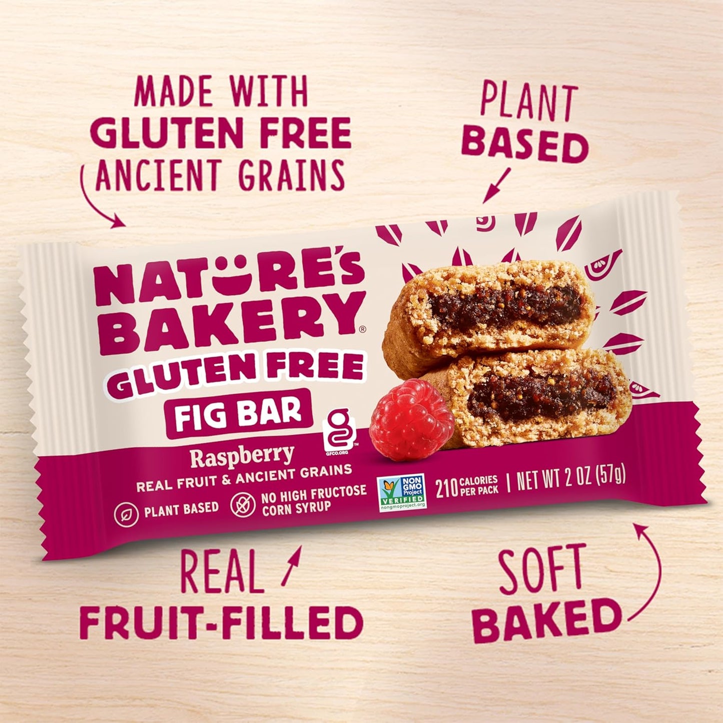 Nature's Bakery gluten-free, raspberry, fig bars, real fruit, vegan, non-gmo, snack bar, twin packs