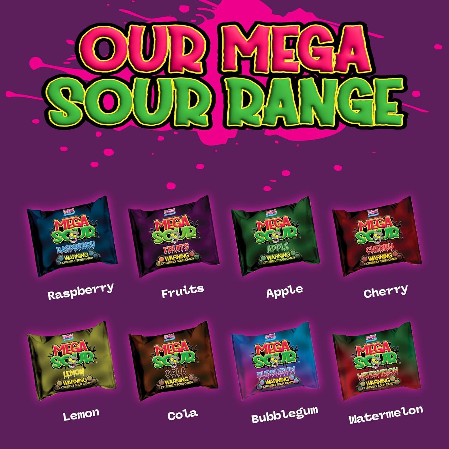 Barnetts Mega Sour Raspberry Candy 104g – Handmade British Hard Sweets – Extreme Sour Candy Challenge – Retro Party Bag & Gift Hamper Treats