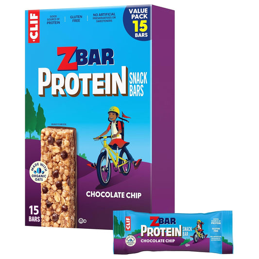 Zbar Protein Chocolate Chip Crispy Snack Bars 15 Pack Non-GMO Gluten Free 5g Protein