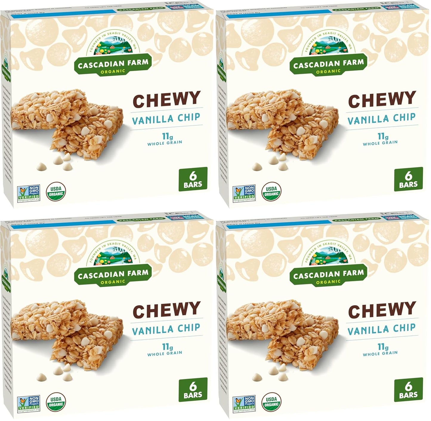 Cascadian Farm, Bar Granola Vanilla Chip Organic 6 Count, 7.4 Ounce