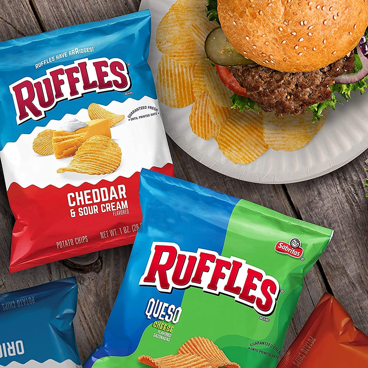 Ruffles FritoLay Variety Packs Flavors 1oz Bags, Ruffles & Doritos Bold Mix, 40 Count