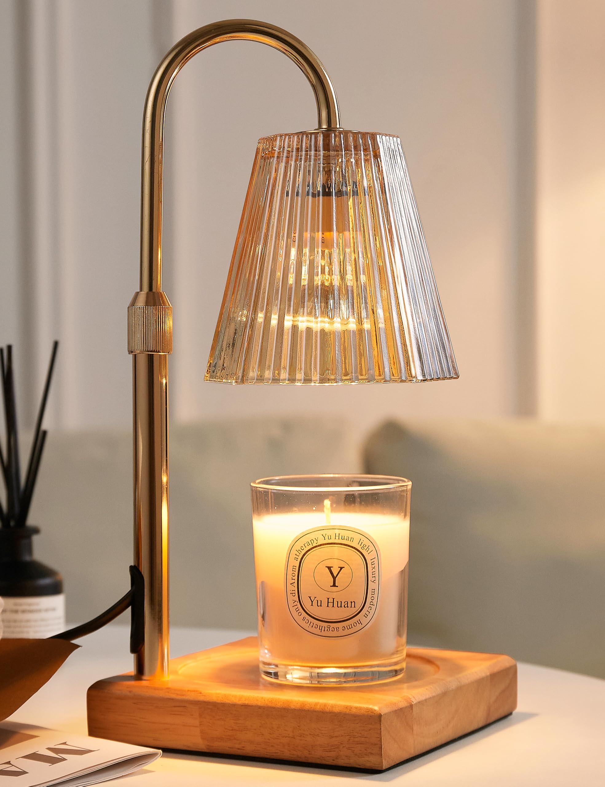 Candle Warmer Lamp with Timer, Dimmable Candle Warmer for Home Decor, Birthday Gifts for Women, Adjustable Height Wax Melt Warmer with 2 Bulbs