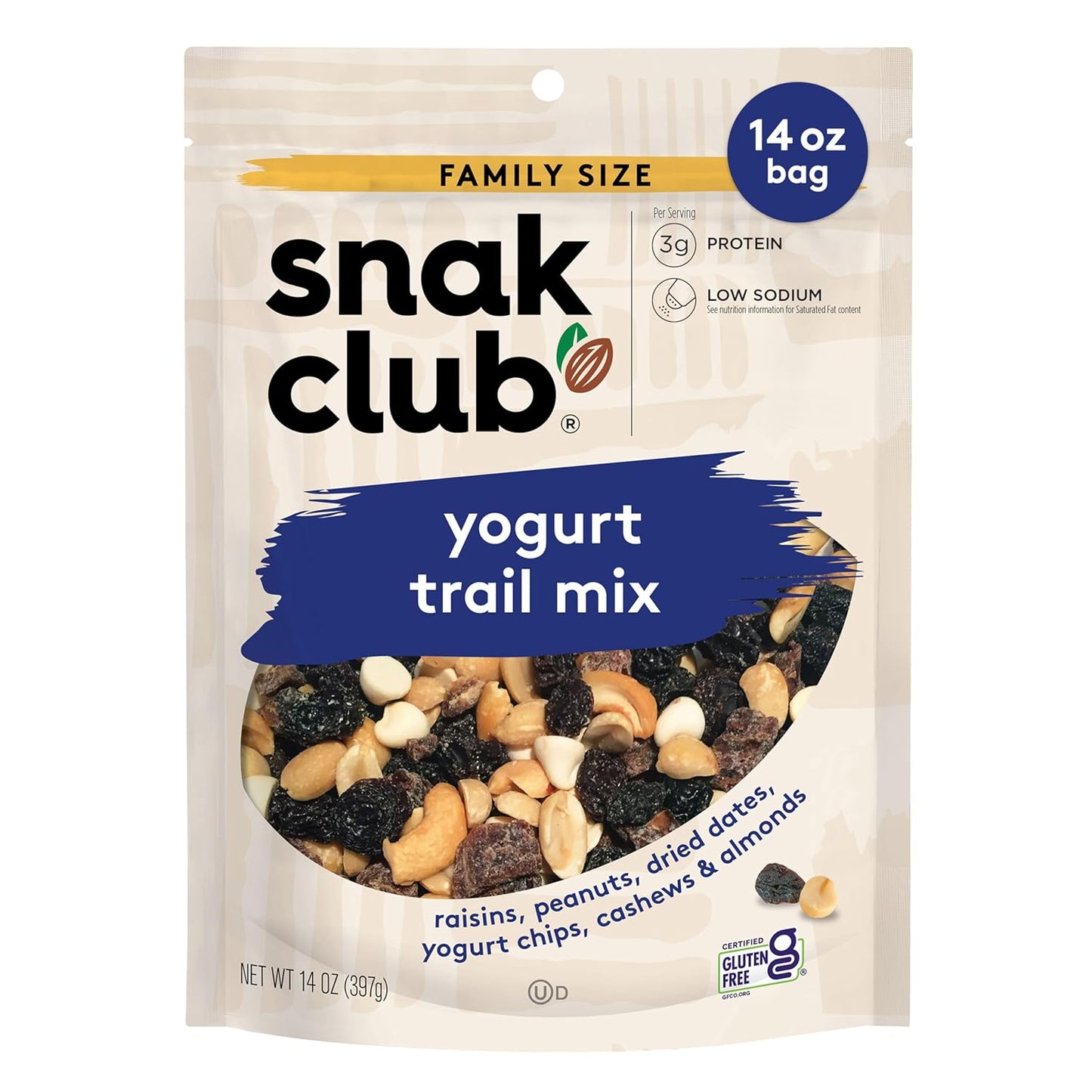Snak Club Peanut Butter Chocolate Trail Mix with Peanuts, Peanut Butter M&M’S, Toffee Peanuts, and Pretzels, 11 oz Resealable Bag