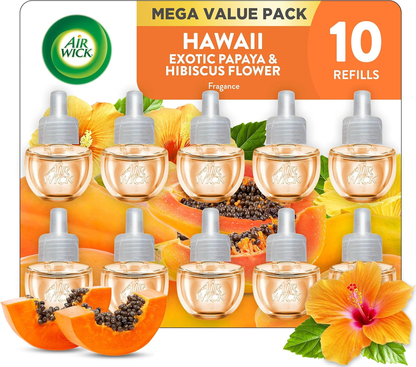 Air Wick Plug in Scented Oil Refill, 10ct, Hawaii, Air Freshener, Eco Friendly, Essential Oils