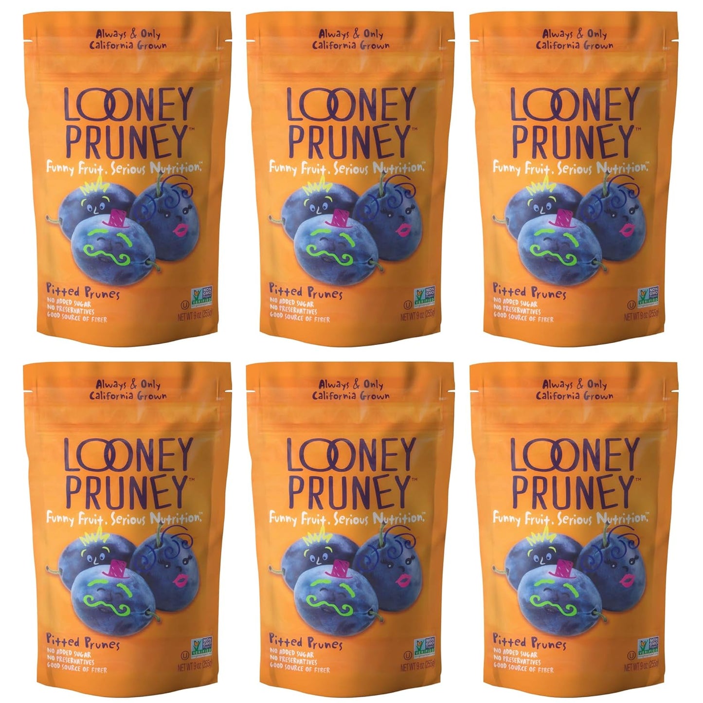 Looney Pruney Pitted Dried Prunes for the Family | Always California-Grown | Kosher | No Added Sugar & No Preservatives (40 oz)