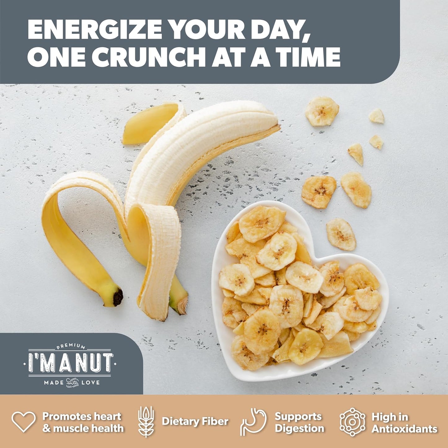 Premium Dried Banana Chips 16oz | Non-GMO, Batch Tested Gluten & Peanut Free | Ethically Sourced for Guilt-Free Snacking | Fresh, Crispy & Sweetened for Delicious Flavor