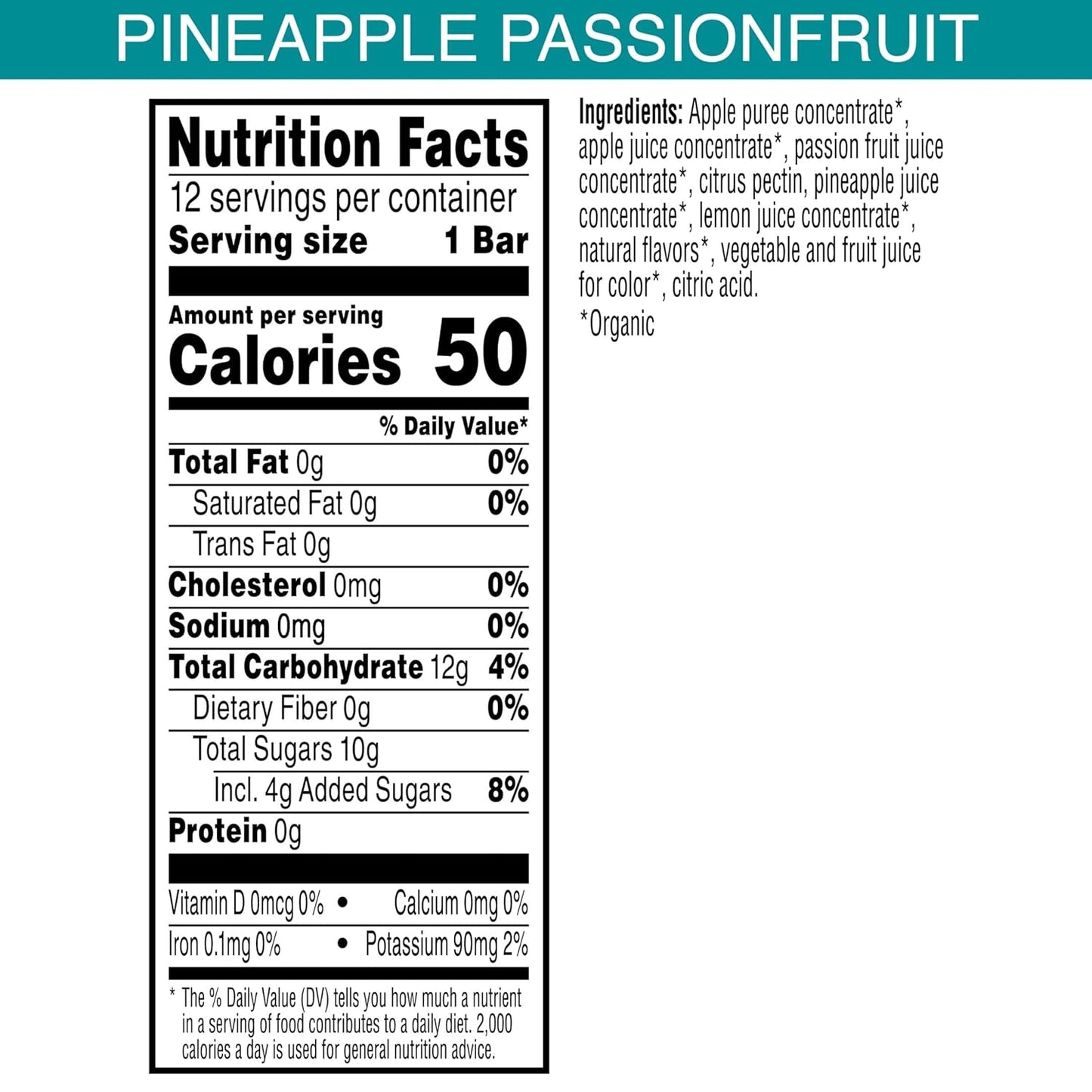 Pure Organic Layered Fruit Bars, Gluten Free, Vegan Fruit Snacks, Variety Pack, 12.4oz Box (24 Bars)