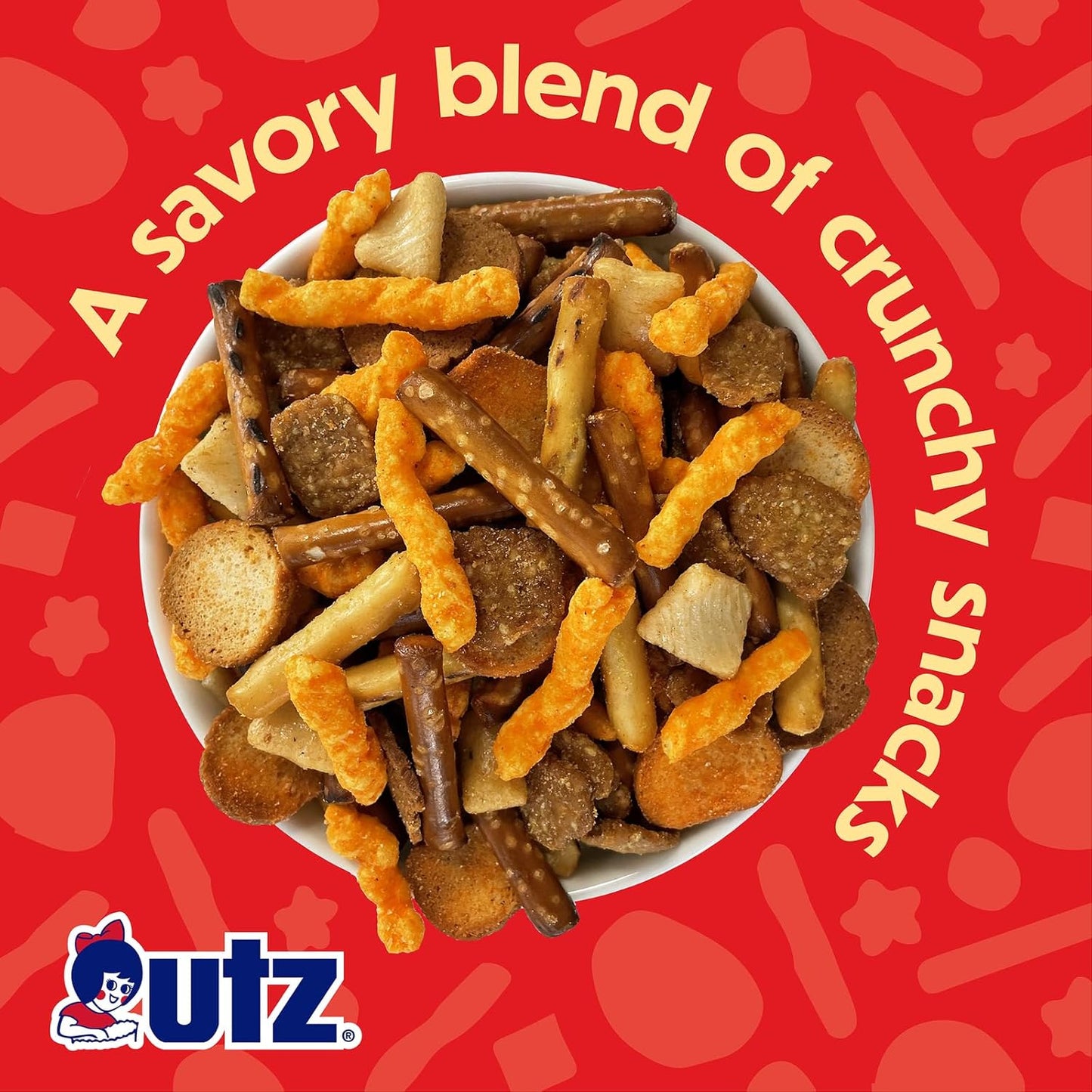 Utz Pub Mix, 42 Oz. Barrel, Savory Snack Mix with a Blend of Crunchy Flavors for a Tasty Party Snack, Resealable Container, Trans-Fat Free and Kosher Certified