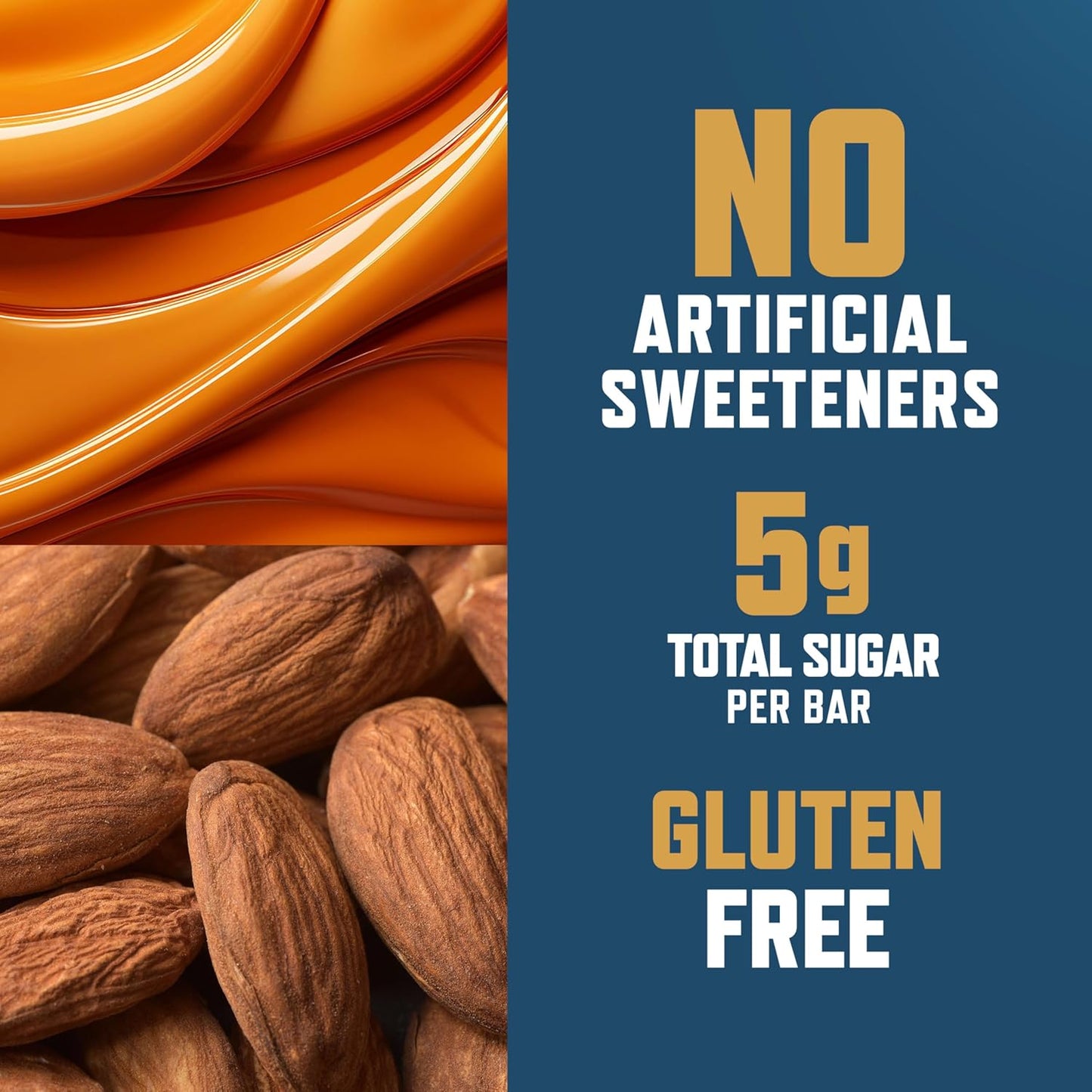 CLIF BUILDERS Protein Bars - Crispy Almond Salted Caramel - Reduced Sugar - Gluten Free - 16g Protein - No Artificial Sweeteners - 1.97 oz. (6 Pack)