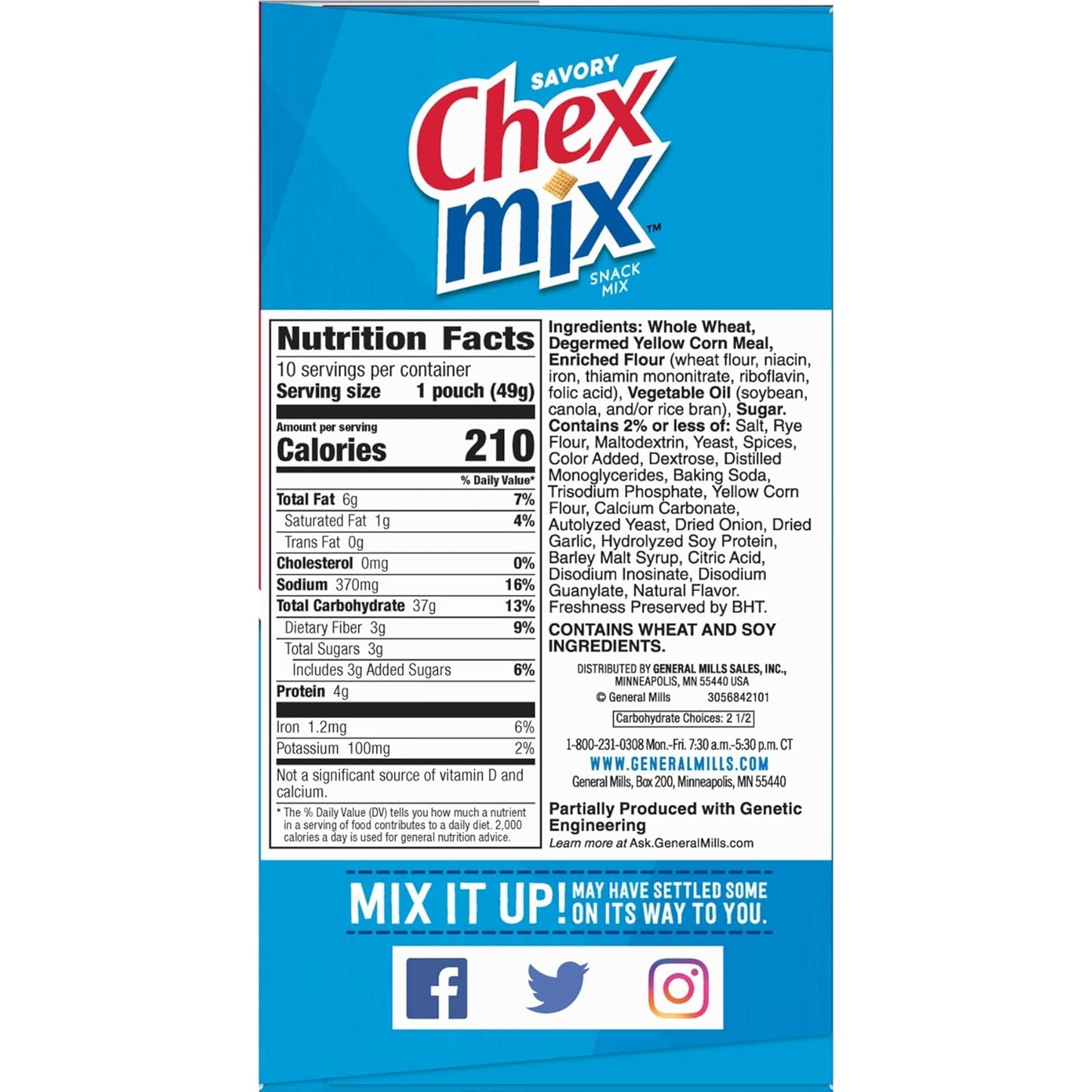 Chex Mix Snack Mix, Traditional Original Recipe, Multipack, Single Serve Snack Bags, 10 Ct, 17.5 oz