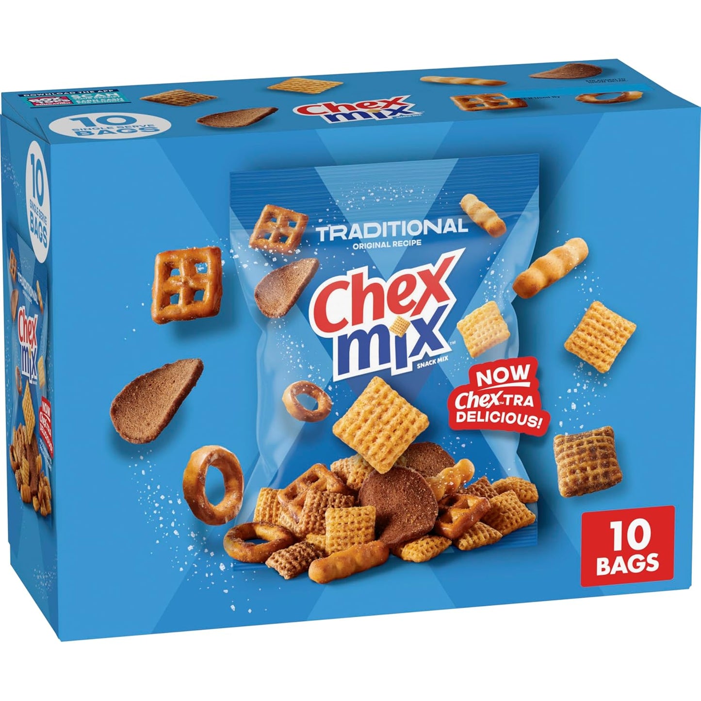 Chex Mix Snack Mix, Traditional Original Recipe, Multipack, Single Serve Snack Bags, 10 Ct, 17.5 oz