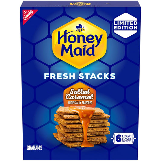 HONEY MAID Fresh Stacks Salted Caramel Graham Crackers, Limited Edition, Travel Snacks, 12.2 oz (6 Multi Snack Packs)