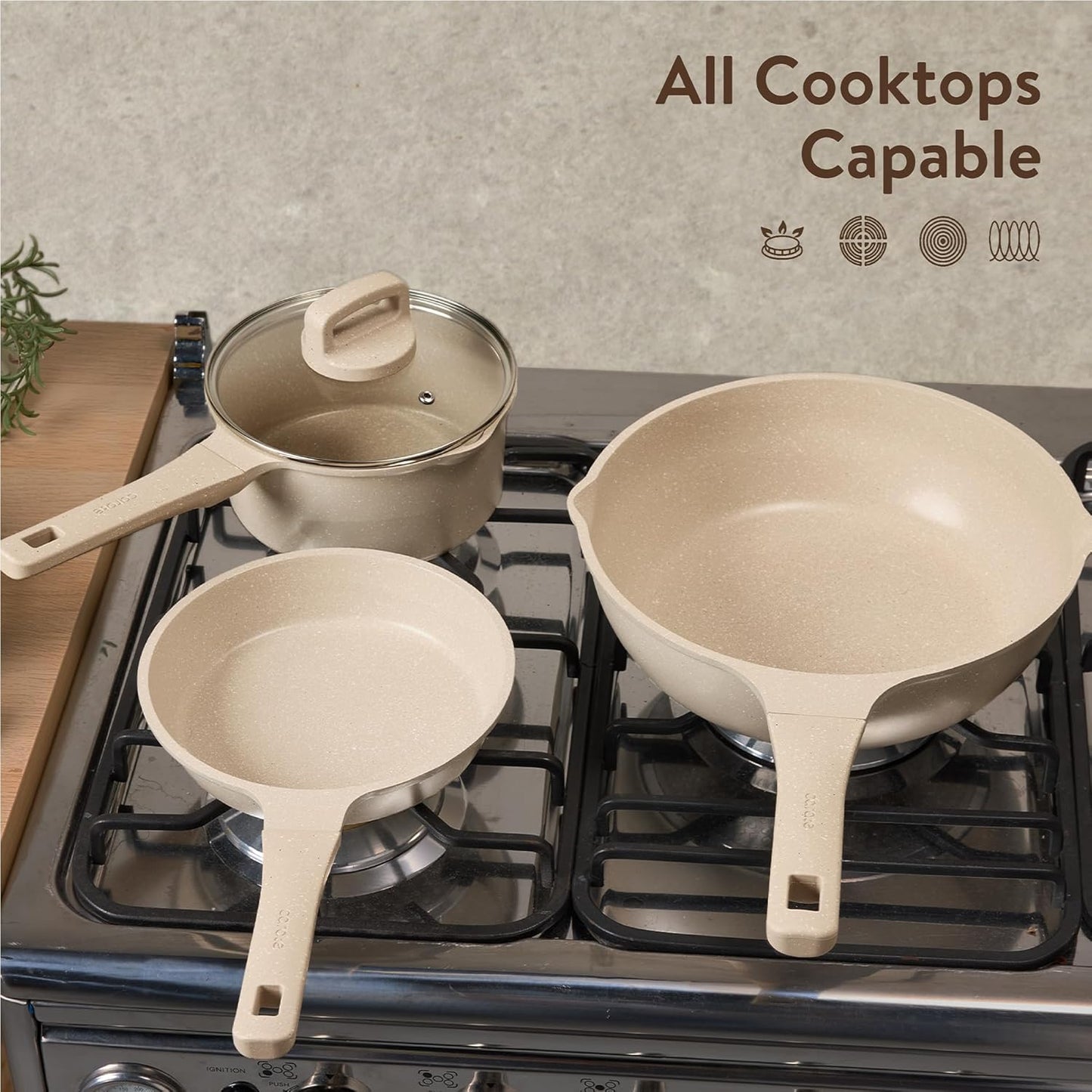 CAROTE 10Pcs Pots and Pans Set Nonstick, Induction Cookware Sets, NonStick Cooking Set, Kitchen Pots and Pans Set with Stay-Cool Handles, PFOA Free