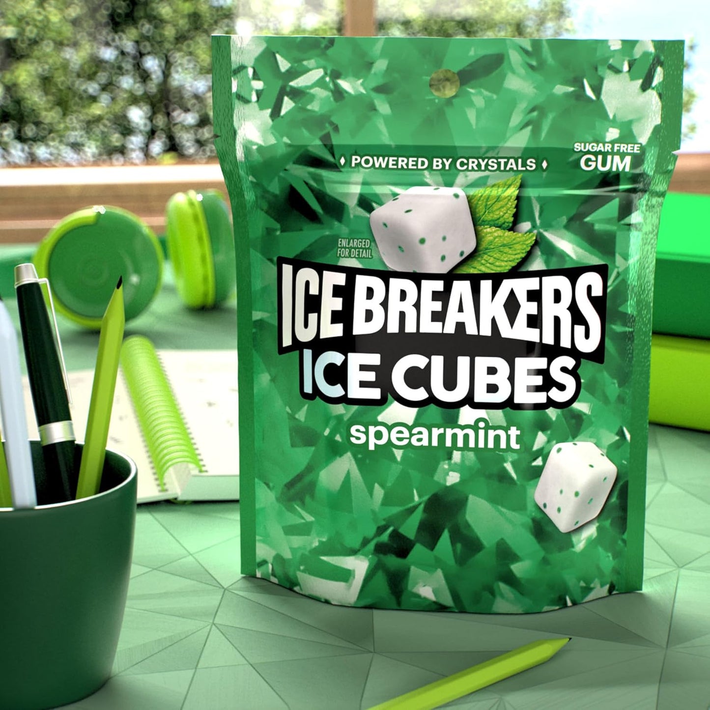 ice breakers spearmint sugar free chewing gum pouch 8.11 oz 100 pieces