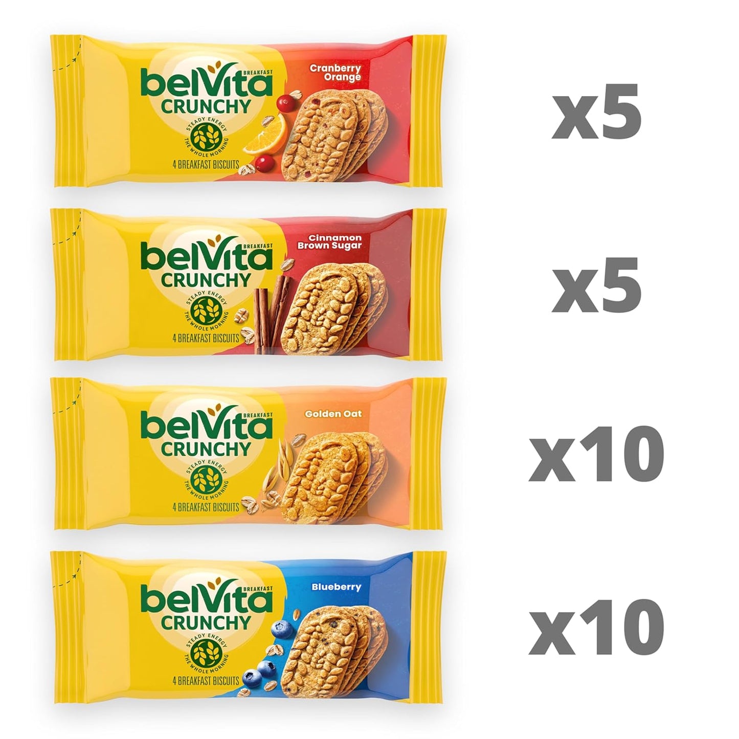 belVita Breakfast Bars Biscuits Variety Pack, 4 Flavors, 30 Total Packs, 6 Boxes (4 Biscuits Per Pack)