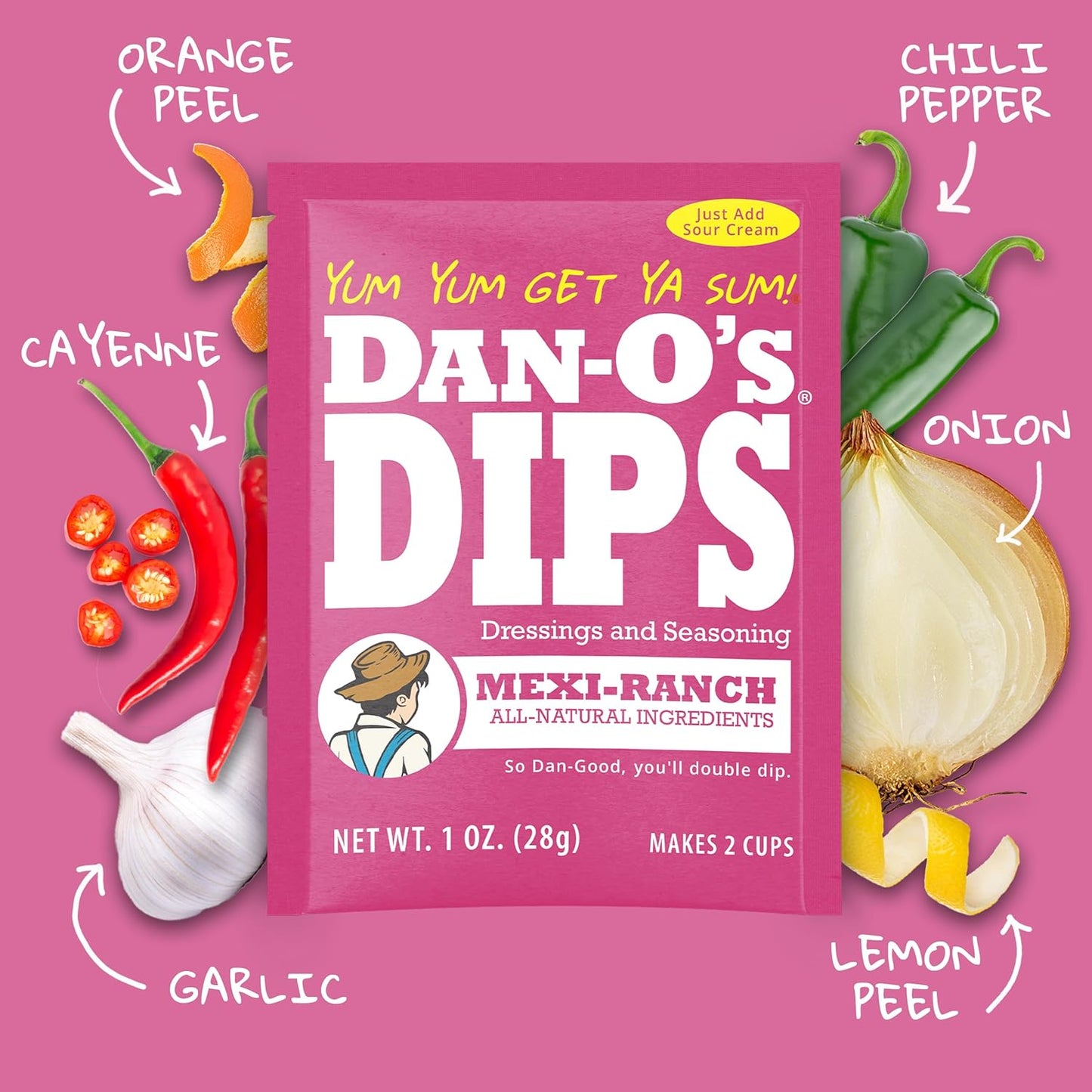 Dan-O’s Dips Variety Pack (8 Pack) – Ranch, Mexi-Ranch, French Onion & Dill Dip Mixes – All-Natural Seasoning Packets – Just Add Sour Cream or Greek Yogurt – No Artificial Ingredients