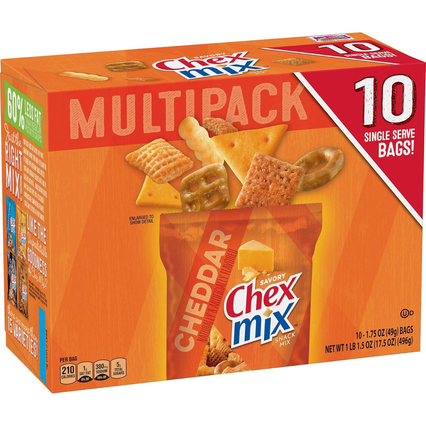 Chex Mix Snack Mix, Traditional Original Recipe, Multipack, Single Serve Snack Bags, 10 Ct, 17.5 oz